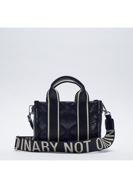 Siyah Naylon Çok Yönlü Mini Mektup Crossbody Alışveriş Çanta (Yurt Dışından)