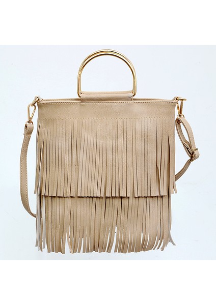 Trendy Müzik Festivali Demir Tote Püskül Omuz Crossbody Çanta (Yurt Dışından)