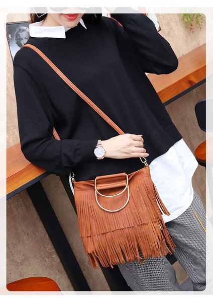 Trendy Müzik Festivali Demir Tote Püskül Omuz Crossbody Çanta (Yurt Dışından) fiyatları