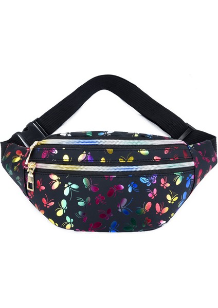 Çift Fermuarlı Bel Renkli Bayan Göğüs Pu Cep Telefonu Crossbody Çanta (Yurt Dışından)
