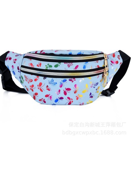 Çift Fermuarlı Bel Renkli Bayan Göğüs Pu Cep Telefonu Crossbody Çanta (Yurt Dışından)