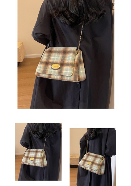 Sonbahar ve Kış Büyük Kapasiteli Yün Zincir Koltuk Altı Crossbody Çanta (Yurt Dışından)