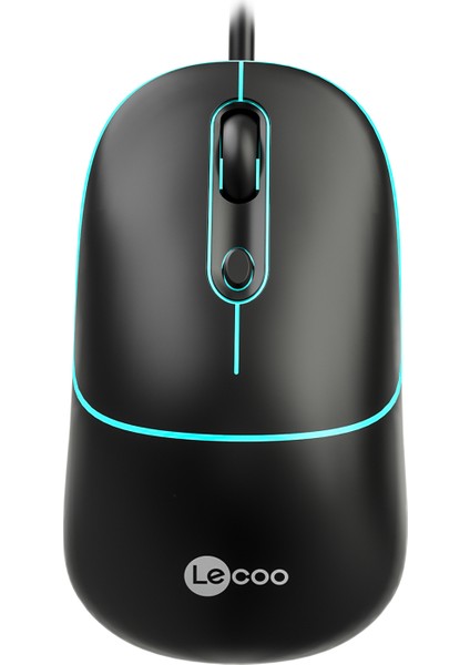 Lenovo Lecoo MS110 USB Kablolu RGB 2400DPI 4 Tuşlu Sessiz Click Optik Mouse Siyah