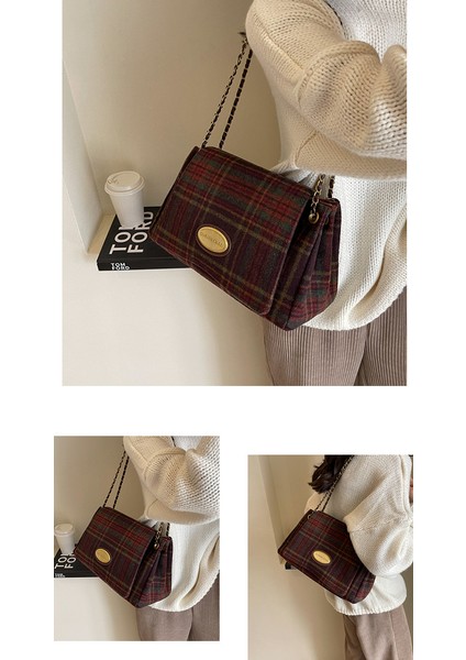 Sonbahar ve Kış Büyük Kapasiteli Yün Zincir Koltuk Altı Crossbody Çanta (Yurt Dışından) modelleri