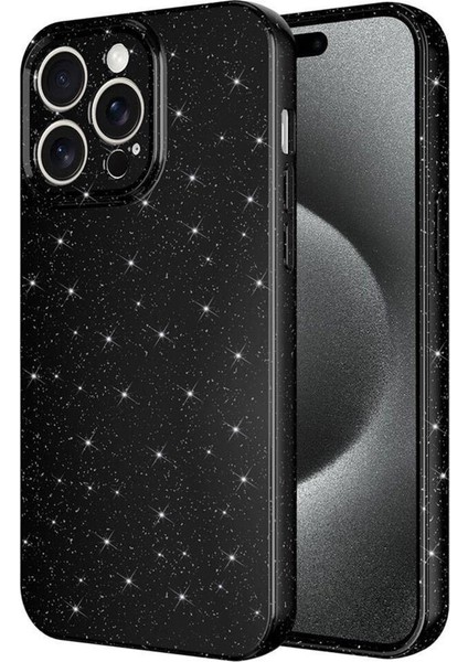 iPhone 15 Pro Kılıf Kamera Korumalı Simli Parıltılı Lüks Silikon