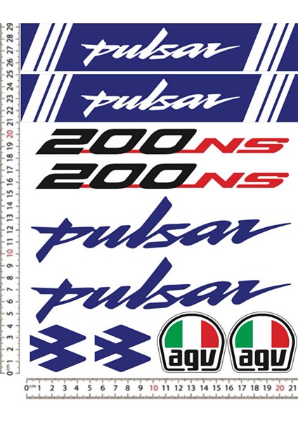 Pulsar NS200 Motorsiklet Kask Sticker Çıkartma Seti