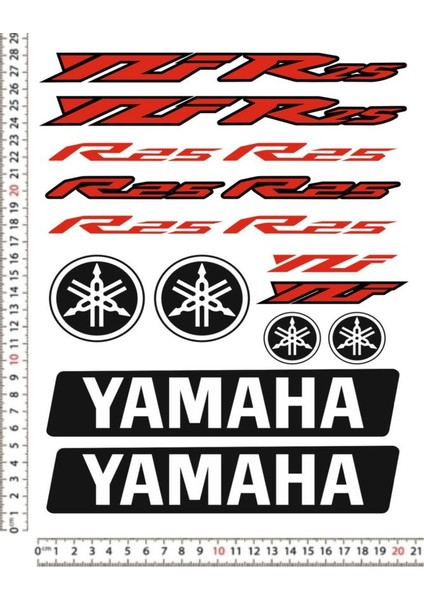 Yamaha R25 Motorsiklet Kask Sticker Çıkartma Seti