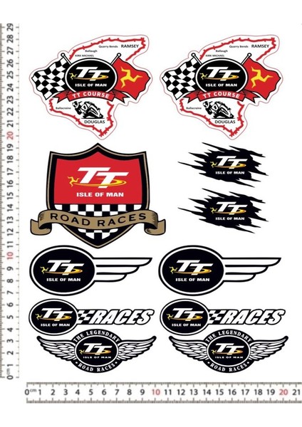 Isle Of Man Motorsiklet Kask Leptop Sticker Çıkartma Seti