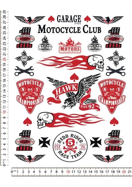 Motocycle Club Motorsiklet Kask Leptop Telefon Arkası Sticker Çıkartma Seti