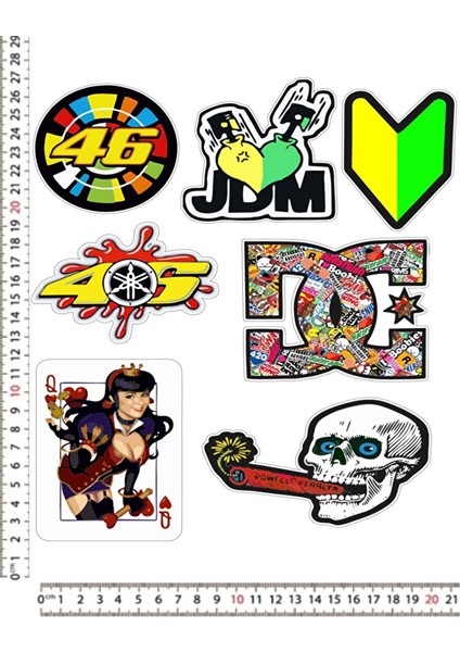 46 Jdm Motorsiklet Kask Leptop Araç Telefon Arkası Sticker Çıkartma Seti