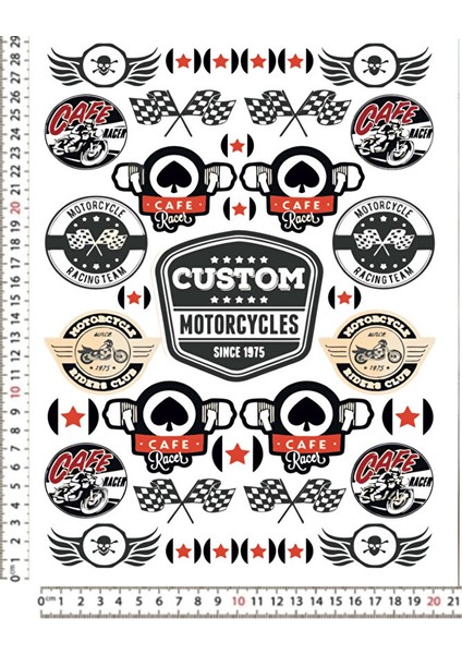 Custom Motorcycles Motorsiklet Kask Telefon Sticker Seti