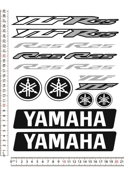 Yamaha R25 Motorsiklet Kask Sticker Çıkartma Seti