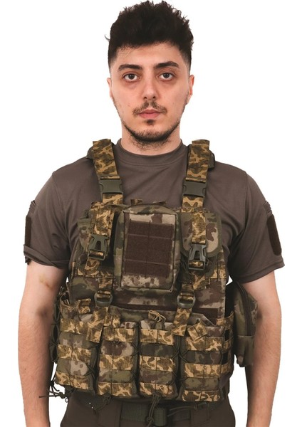 Kamuflaj Dijital Kordon Airsoft Yeleği - Demonte Vest