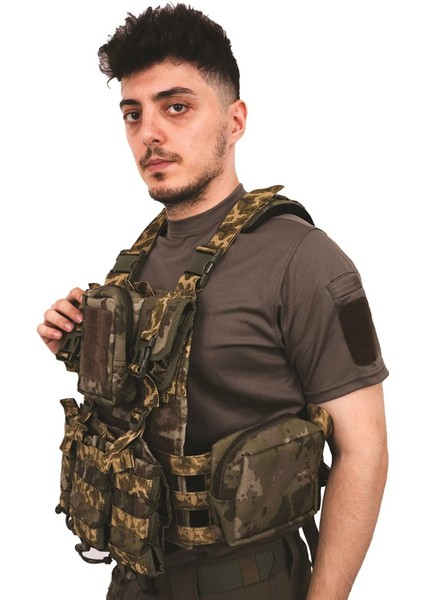 Kamuflaj Dijital Kordon Airsoft Yeleği - Demonte Vest