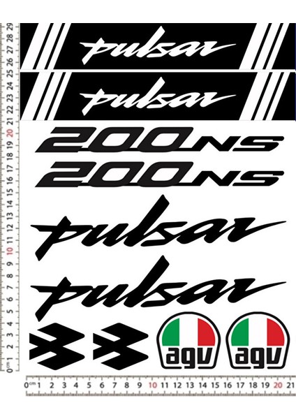 Pulsar NS200 Motorsiklet Kask Sticker Çıkartma Seti