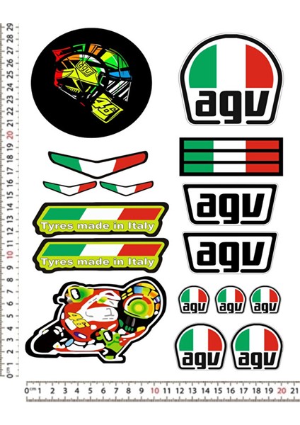 Agv Vespa Motorsiklet Kask Sticker Çıkartma Seti