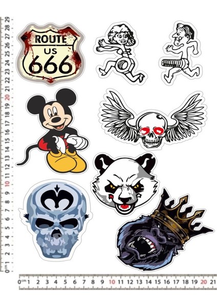Rouste 666 Motorsiklet Kask Leptop Araç Telefon Arkası Sticker Çıkartma Seti