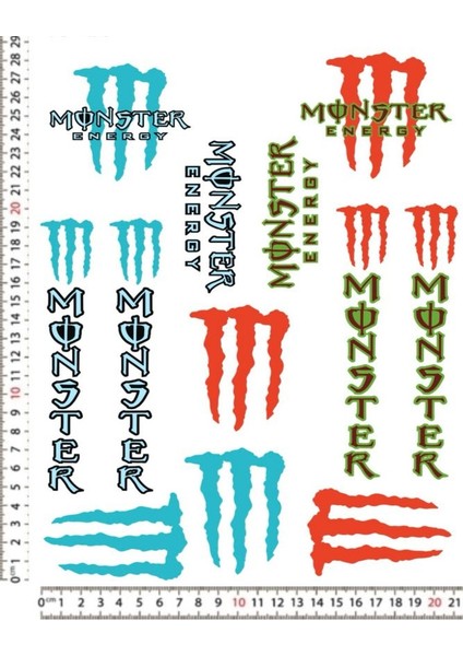 Monster Energy Motorsiklet Kask Sticker Çıkartma Seti