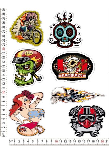 Motorsiklet Kask Leptop Telefon Arkası Sticker Çıkartma Seti