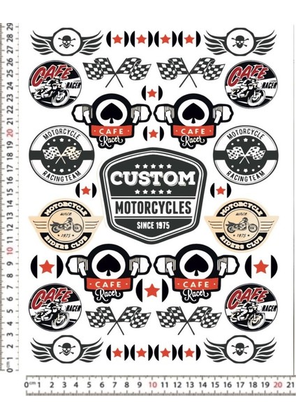 Motosiklet Kask Leptop Telefon Arkası Sticker Çıkartma Seti
