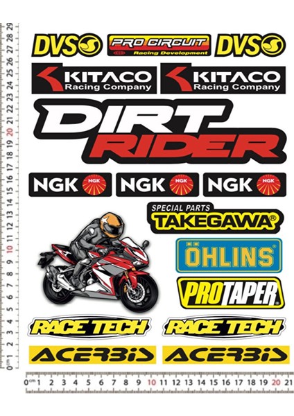 Dırt Rider Karışık Motorsiklet Kask Sticker Çıkartma Seti