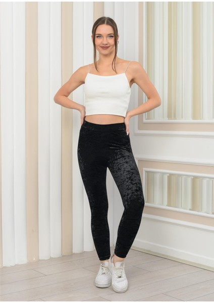 Kadın Janjanlı Kadife Ligralı Tayt Siyah fiyatları