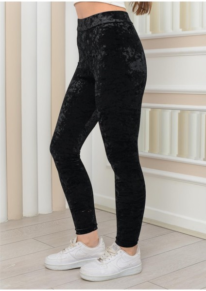 Kadın Janjanlı Kadife Ligralı Tayt Siyah fırsatları