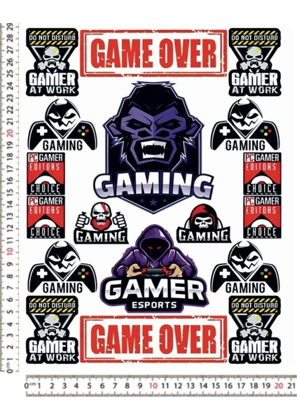Game Over Gaming Motorsiklet Kask Sticker Çıkartma Seti