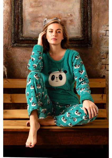 Kışlık Kadın Welsoft Polar Pijama Takımı - Yeni Yıl Pijaması