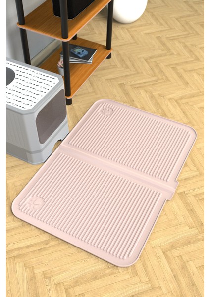 Silikon Mama ve Kum Matı Havuzlu Yıkanabilir Kedi Tuvaleti Önü Kedi Kumu Paspası Büyük Boy 40 x 60 cm