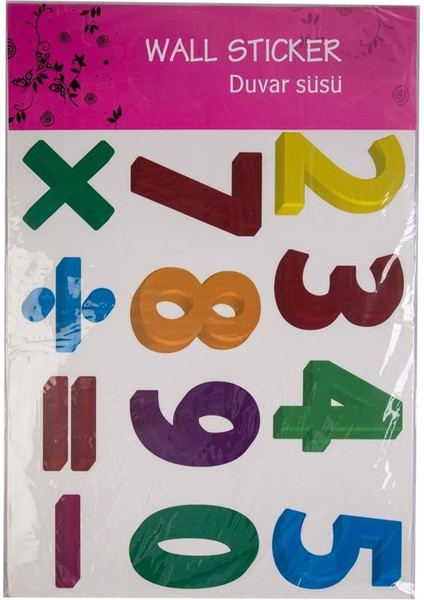 DUVAR ÇIKARTMA STICKER DEKORATİF DUVAR KAĞIDI,SÜS İKİ ADET RAKAMLI DESEN PVC 48X33X0,5CM