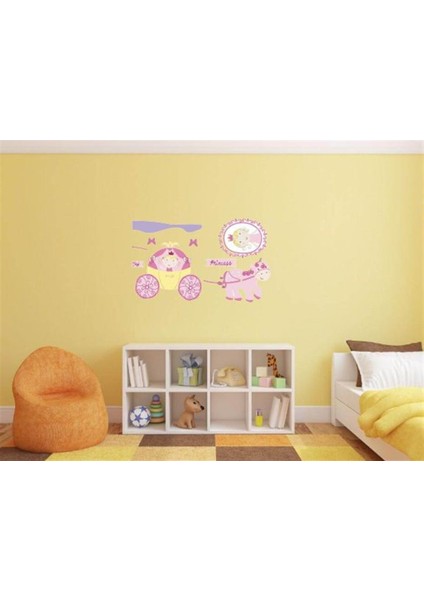 DUVAR ÇIKARTMA STICKER DEKORATİF DUVAR KAĞIDI,SÜS İKİ ADET PRENSES DESENLİ PVC 70X50X0,5CM
