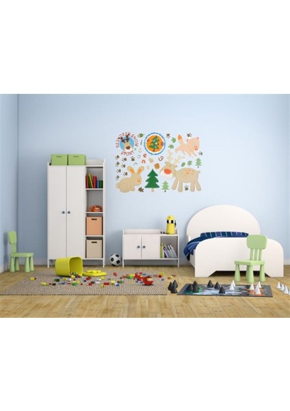DUVAR ÇIKARTMA STICKER DEKORATİF DUVAR KAĞIDI,SÜS İKİ ADET ORMANLI DESENLİ PVC 48X33X0,5CM