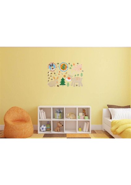 DUVAR ÇIKARTMA STICKER DEKORATİF DUVAR KAĞIDI,SÜS İKİ ADET ORMANLI DESENLİ PVC 48X33X0,5CM
