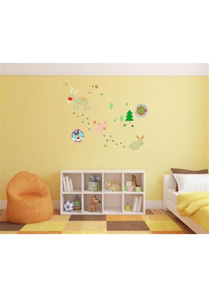 DUVAR ÇIKARTMA STICKER DEKORATİF DUVAR KAĞIDI,SÜS İKİ ADET ORMANLI DESENLİ PVC 48X33X0,5CM