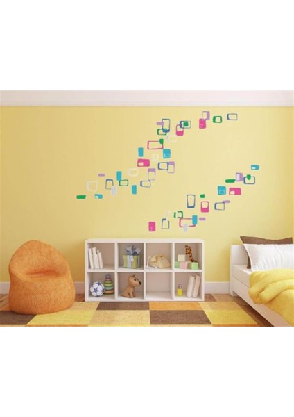 DUVAR ÇIKARTMA STICKER DEKORATİF DUVAR KAĞIDI,SÜS İKİ ADET RENKLİ KARELİ PVC 48X33X0,5CM