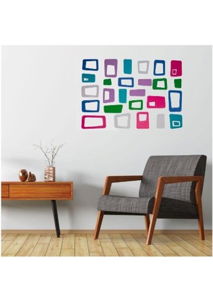DUVAR ÇIKARTMA STICKER DEKORATİF DUVAR KAĞIDI,SÜS İKİ ADET RENKLİ KARELİ PVC 48X33X0,5CM