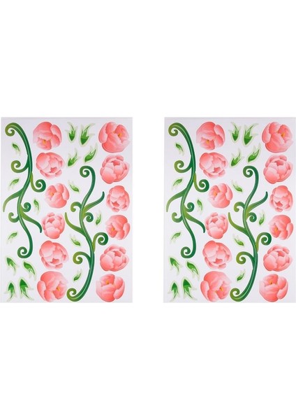 DUVAR ÇIKARTMA STICKER DEKORATİF DUVAR KAĞIDI,SÜS İKİ ADET PEMBE GÜLLÜ PVC 70X50X0,5CM