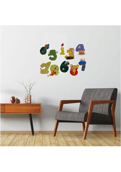 DUVAR ÇIKARTMA STICKER DEKORATİF DUVAR KAĞIDI,SÜS İKİ ADET RENKLİ RAKAMLI PVC 48X33X0,5CM