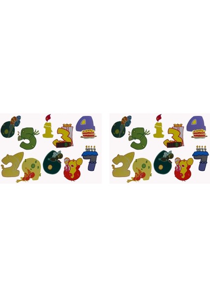 DUVAR ÇIKARTMA STICKER DEKORATİF DUVAR KAĞIDI,SÜS İKİ ADET RENKLİ RAKAMLI PVC 48X33X0,5CM
