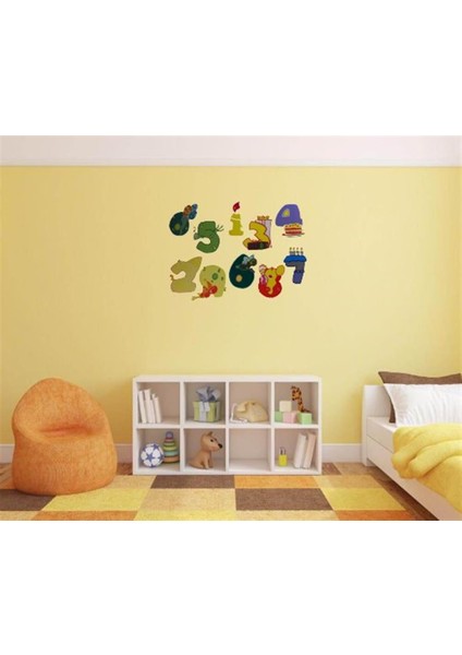 DUVAR ÇIKARTMA STICKER DEKORATİF DUVAR KAĞIDI,SÜS İKİ ADET RENKLİ RAKAMLI PVC 48X33X0,5CM