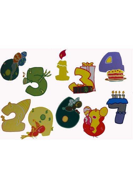 DUVAR ÇIKARTMA STICKER DEKORATİF DUVAR KAĞIDI,SÜS İKİ ADET RENKLİ RAKAMLI PVC 48X33X0,5CM