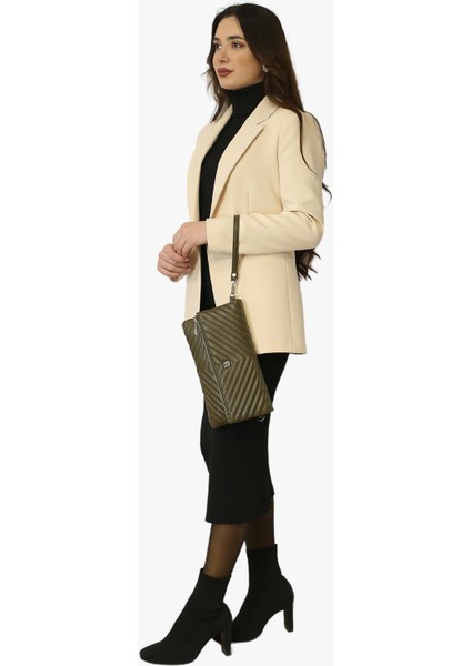 67-6010 Kadın Linen Haki Portföy Çanta