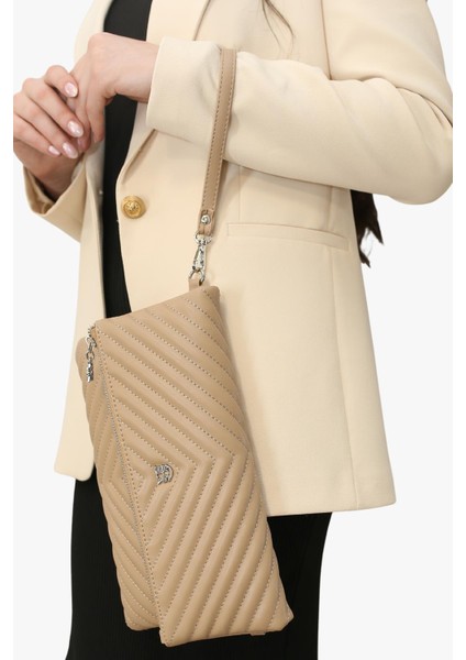 67-6010 Kadın Linen Kum Portföy Çanta