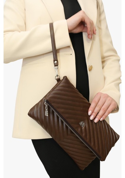 67-6010 Kadın Linen Kahve Portföy Çanta