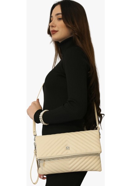 67-6010 Kadın Linen Bej Portföy Çanta