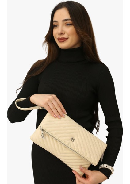 67-6010 Kadın Linen Bej Portföy Çanta