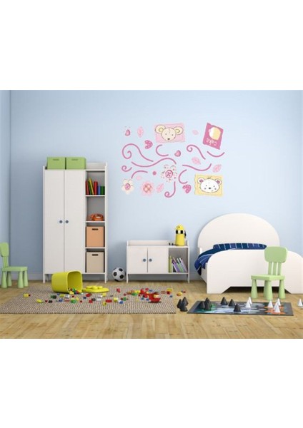 DUVAR ÇIKARTMA STICKER DEKORATİF DUVAR KAĞIDI,SÜS İKİ ADET ÇİÇEKLİ AĞAÇ DESENLİ PVC 70X50X0,5CM