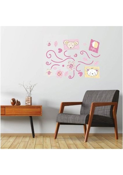 DUVAR ÇIKARTMA STICKER DEKORATİF DUVAR KAĞIDI,SÜS İKİ ADET ÇİÇEKLİ AĞAÇ DESENLİ PVC 70X50X0,5CM