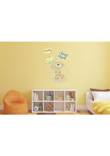 DUVAR ÇIKARTMA STICKER DEKORATİF DUVAR KAĞIDI,SÜS İKİ ADET SEVİMLİ AYI DESENLİ PVC 70X50X0,5CM